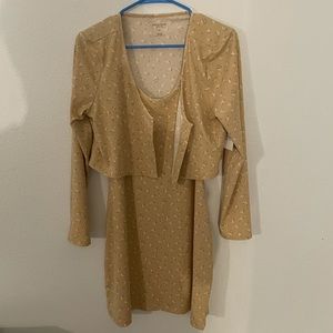 2 for 10 rubbed yellow two piece sweater/dress set